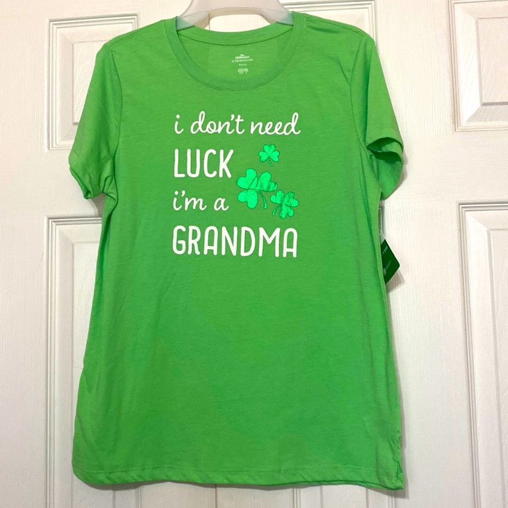 Celebrate! Ladies graphic/foil tee shirt with wording: size: M